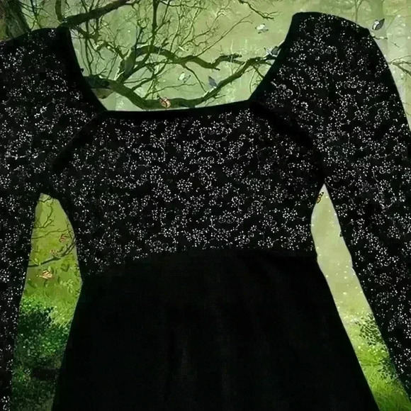 Y2k 90s Black Long Sleeve Glitter Bodysuit By Stars Size S - Picture 2 of 8